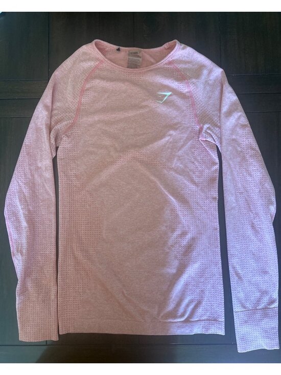 Gymshark Tops - Gymshark Womens Seamless Long Sleeve Workout Top Pink Thumbholes Size S